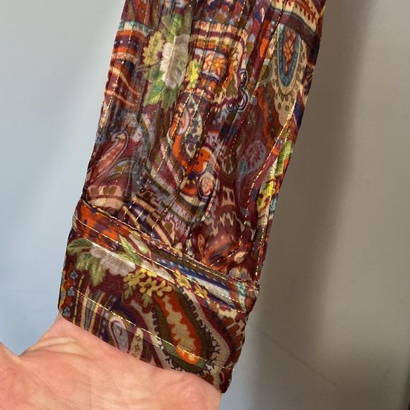 Anthropologie Love Sam Moroccan Paisley Wrap Dress V Neck Long Sleeve Size Small - Picture 8 of 15